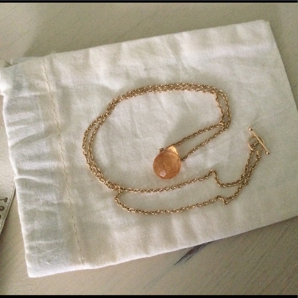 14k Yellow Gold Sunstone Toggle Necklace 16 inch - Picture 5 of 6